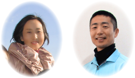 顔写真。左は竹村知子。受付担当。手作りお菓子教室講師。右は竹村千冬。施術担当。はり師きゅう師あん摩マッサージ指圧師、国家資格者養成のための厚生労働大臣認定学校の教員資格保持者